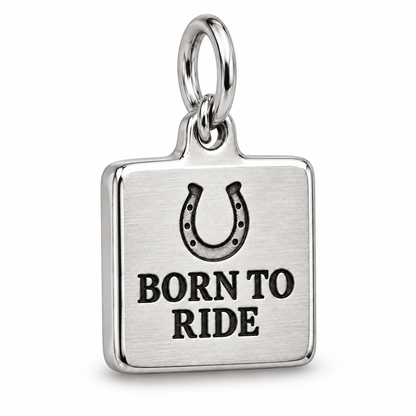 Born to Ride Engraved Square Horse Charm | macro | 7b694c5923d90f9033ab0c04198cc5f42746db23f3e9baeb2dc2d275c03152d2