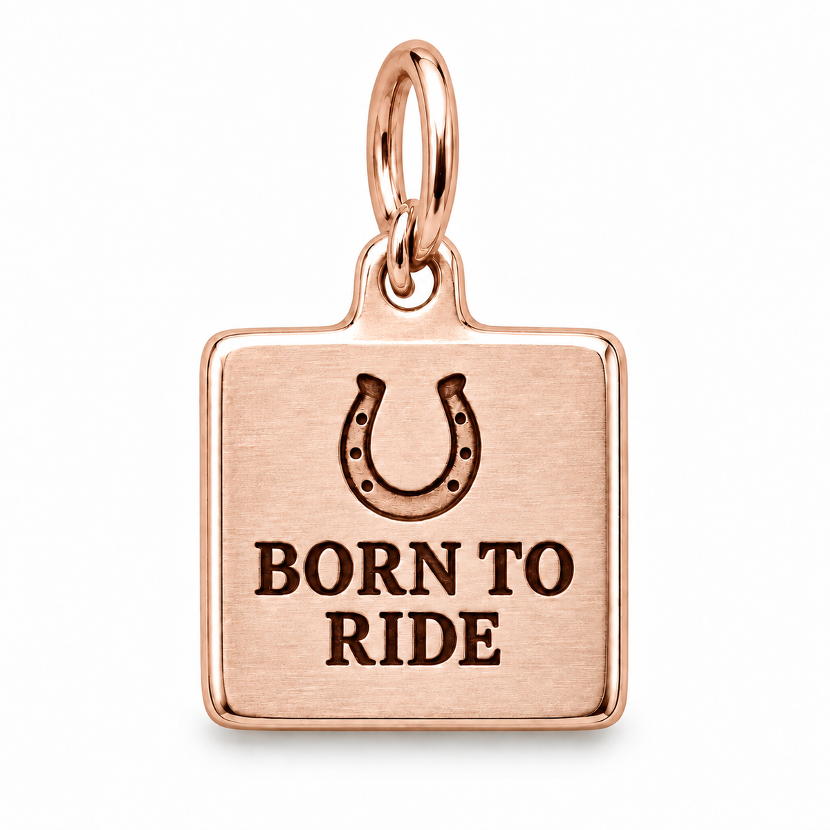 Born to Ride Engraved Square Horse Charm | rose | 58e312bee02a05f230cf68a57a41f335834025e96497e7a090730e2cedd6e1e7