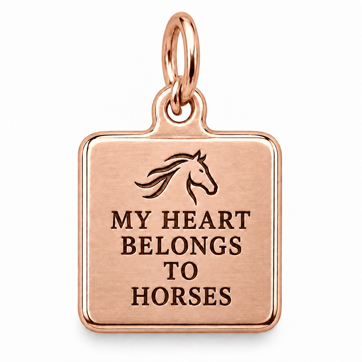 My Heart Belongs to Horses Engraved Square Charm | rose | 16b685bf324e09352d1dd0187ccaacda10ea20e1ad7b271728cc26979becd54a