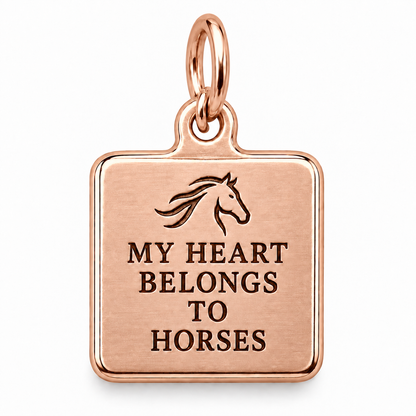 My Heart Belongs to Horses Engraved Square Charm | rose | 16b685bf324e09352d1dd0187ccaacda10ea20e1ad7b271728cc26979becd54a