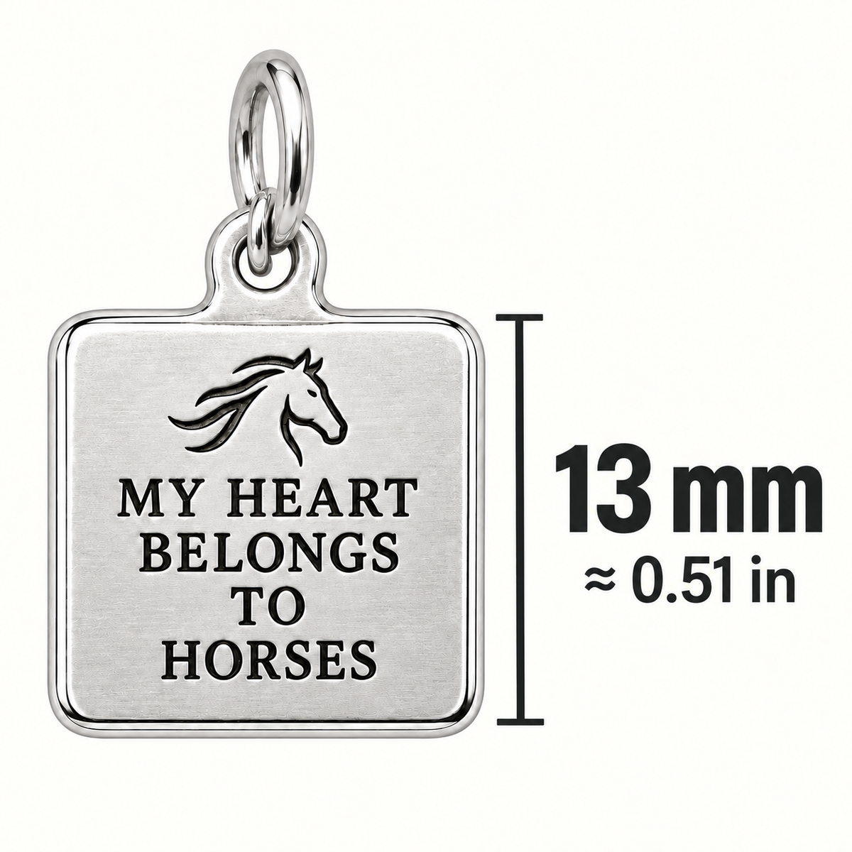 My Heart Belongs to Horses Engraved Square Charm | size | ffd8cfb6a08eb330fc7481088cb8c99155eaa80efb4be2c34372af4852c0884b