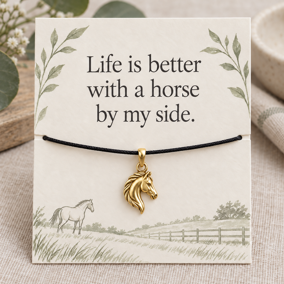 Horse by My Side Charm Gift | gold | cae100254ecc74fb0050fc69f461913533ef931d6fd776f12b82319367e55c19