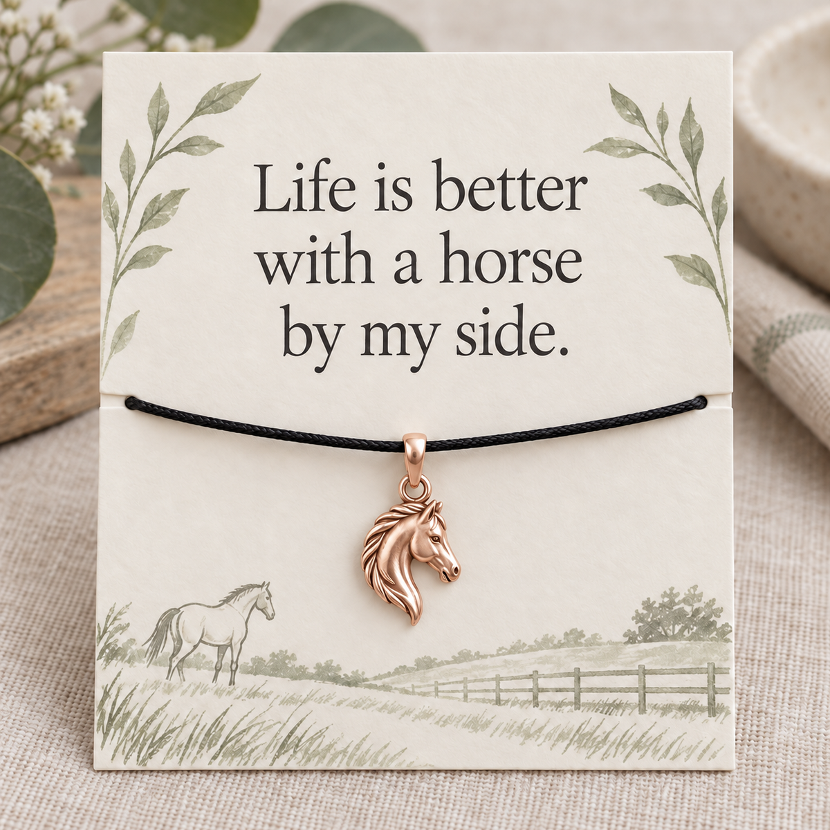 Horse by My Side Charm Gift | rose | 935cb16d00bf572a653ecb8d152ec61ab59542a0cebbb5b7eec8e95deb7890ad