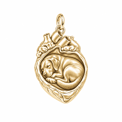 Labrador Retriever — In My Heart Sleeping Pet Charm and Polyester Cord Bracelet Set — Gold