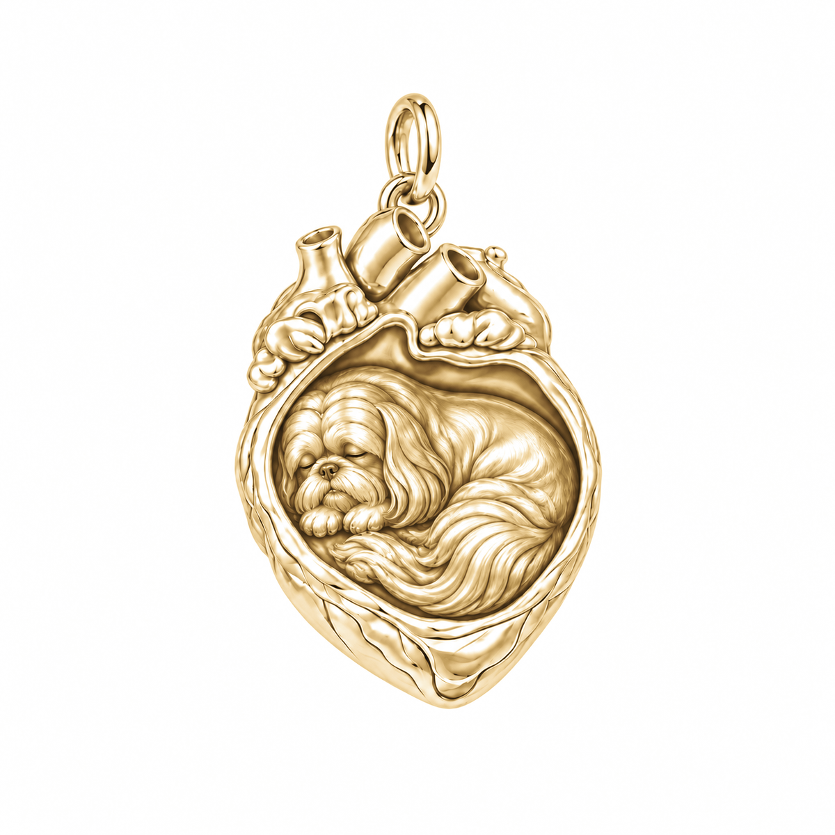 Shih Tzu - long coat — In My Heart Sleeping Pet Charm and Polyester Cord Bracelet Set — Gold
