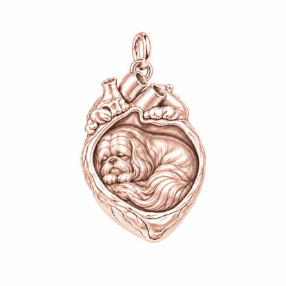 Shih Tzu - long coat — In My Heart Sleeping Pet Charm and Polyester Cord Bracelet Set — Rose Gold