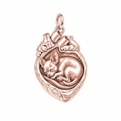 Chihuahua - short hair — In My Heart Sleeping Pet Charm and Polyester Cord Bracelet Set — Rose Gold