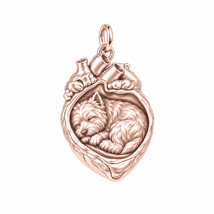 West Highland White Terrier — In My Heart Sleeping Pet Charm and Polyester Cord Bracelet Set — Rose Gold