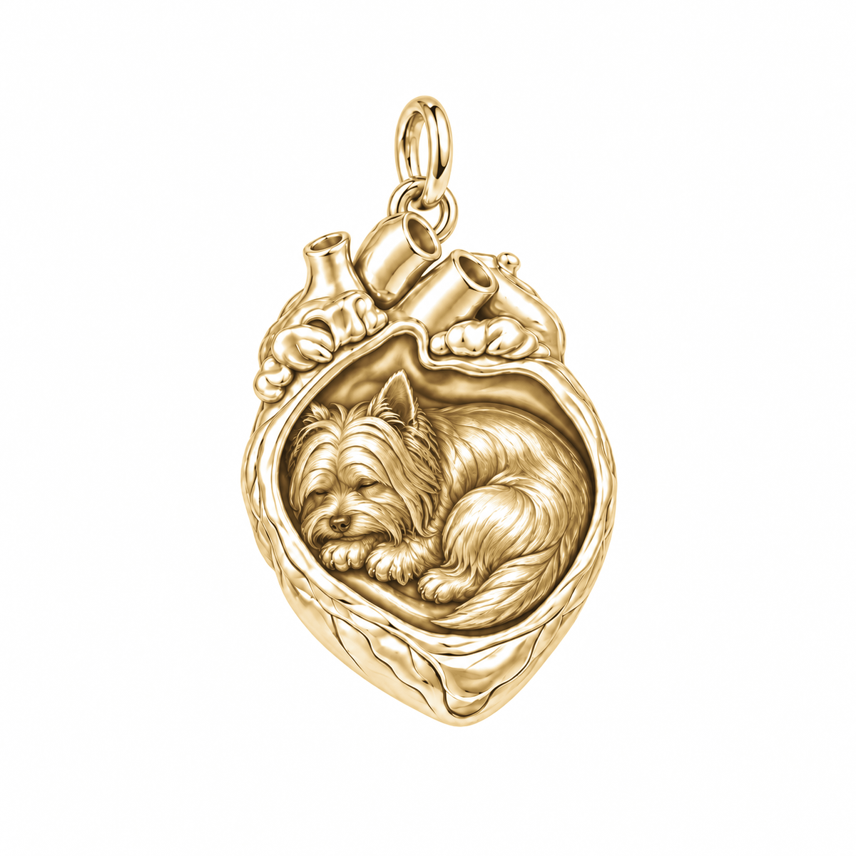 Yorkshire Terrier — In My Heart Sleeping Pet Charm and Polyester Cord Bracelet Set — Gold