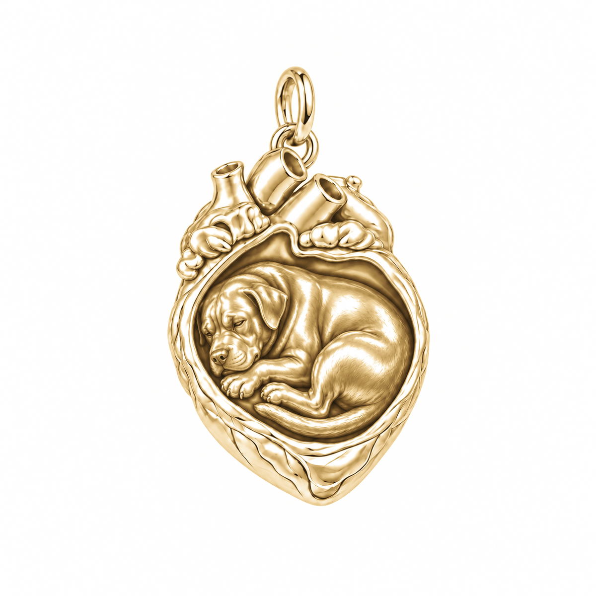 Rottweiler — In My Heart Sleeping Pet Charm and Polyester Cord Bracelet Set — Gold
