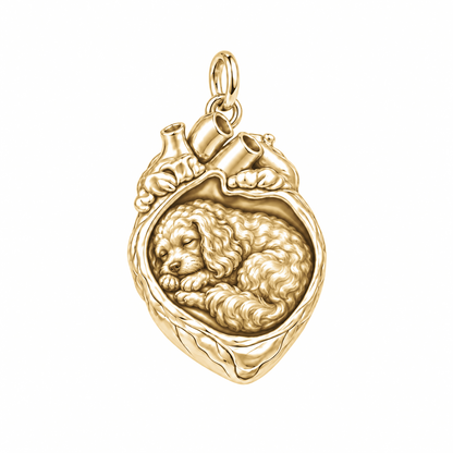 Cavapoo — In My Heart Sleeping Pet Charm and Polyester Cord Bracelet Set — Gold