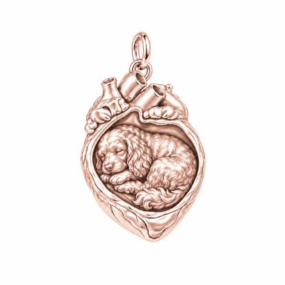 Cockapoo — In My Heart Sleeping Pet Charm and Polyester Cord Bracelet Set — Rose Gold