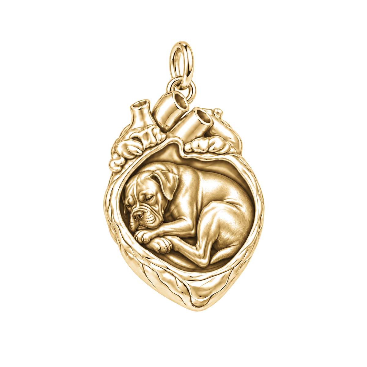 Boxer — In My Heart Sleeping Pet Charm and Polyester Cord Bracelet Set — Gold