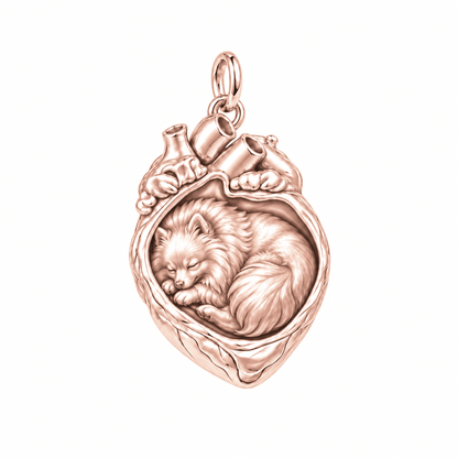 Pomeranian — In My Heart Sleeping Pet Charm and Polyester Cord Bracelet Set — Rose Gold