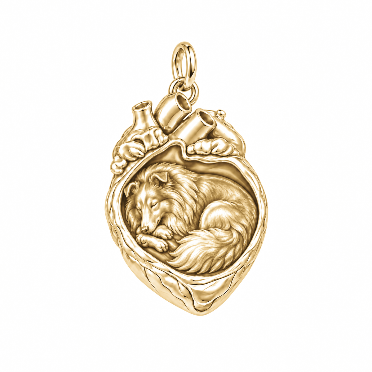 Shetland Sheepdog — In My Heart Sleeping Pet Charm and Polyester Cord Bracelet Set — Gold
