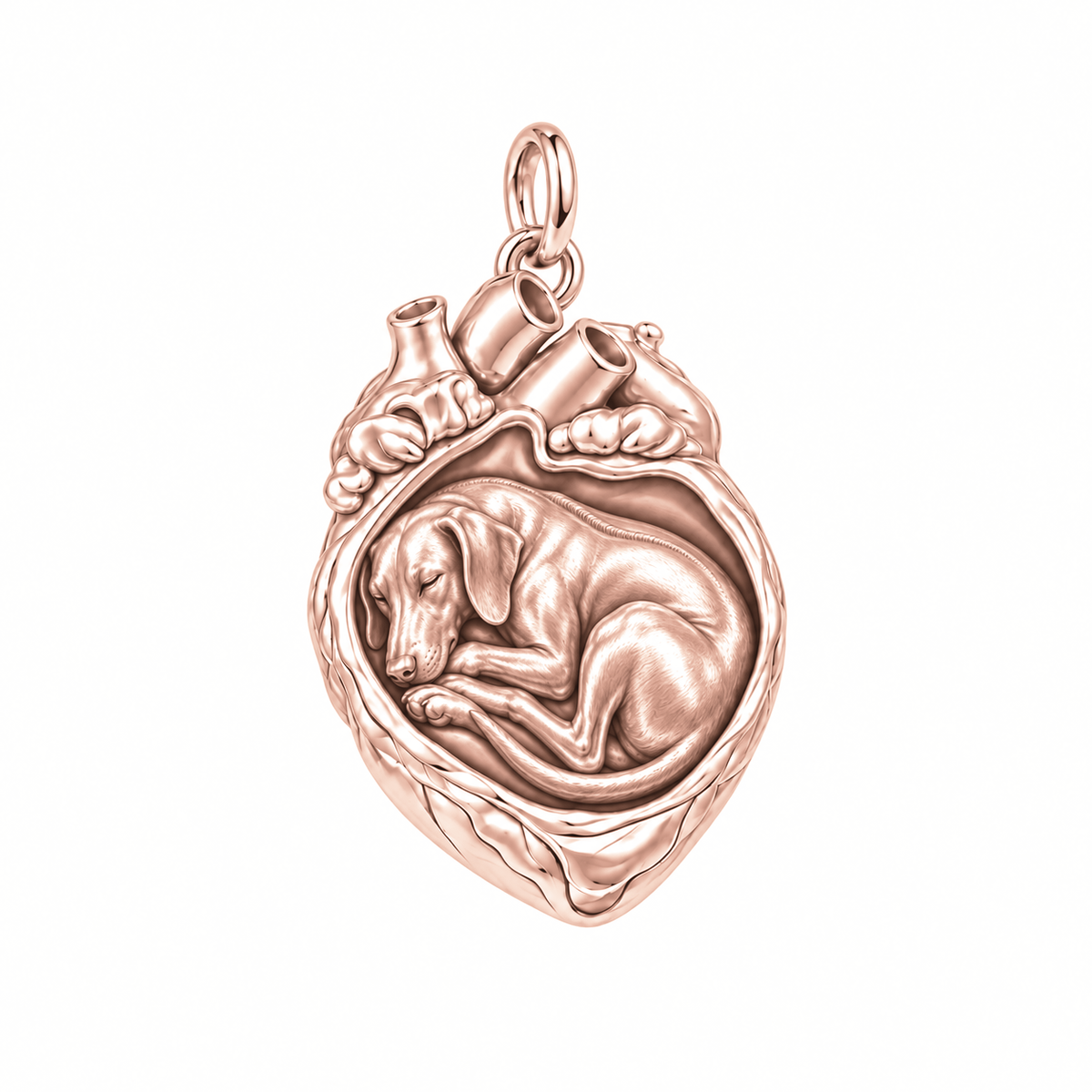 Rhodesian Ridgeback — In My Heart Sleeping Pet Charm and Polyester Cord Bracelet Set — Rose Gold