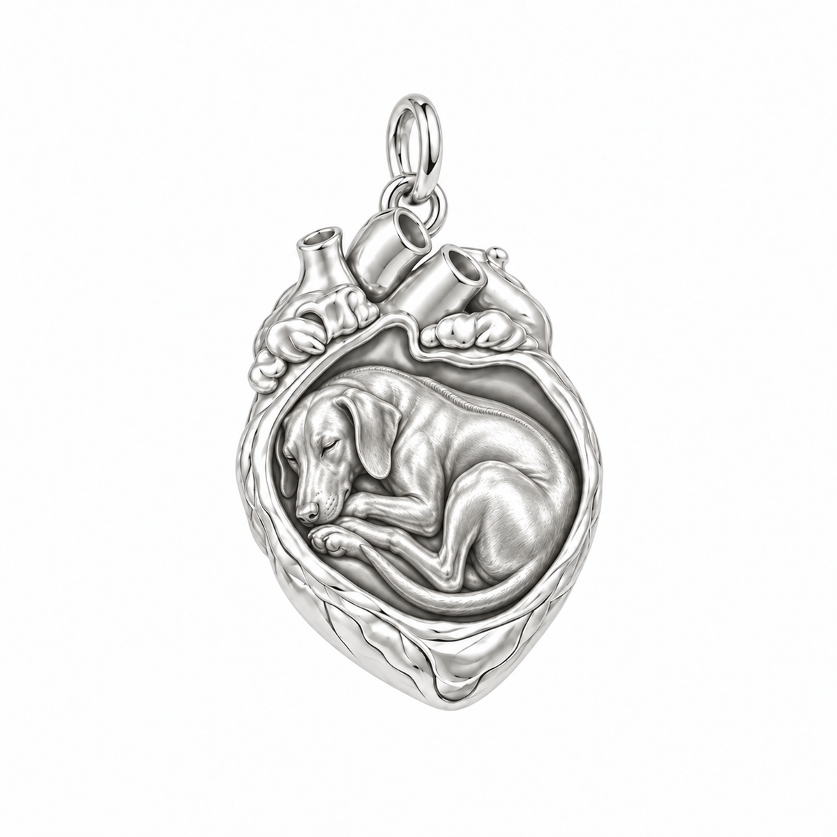 Rhodesian Ridgeback — In My Heart Sleeping Pet Charm and Polyester Cord Bracelet Set — Silver
