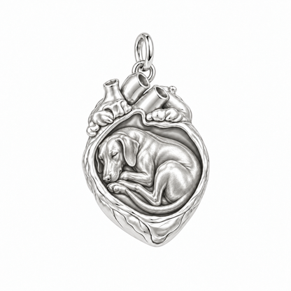 Rhodesian Ridgeback — In My Heart Sleeping Pet Charm and Polyester Cord Bracelet Set — Silver