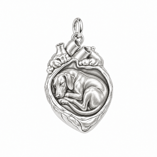 Rhodesian Ridgeback — In My Heart Sleeping Pet Charm and Polyester Cord Bracelet Set — Silver