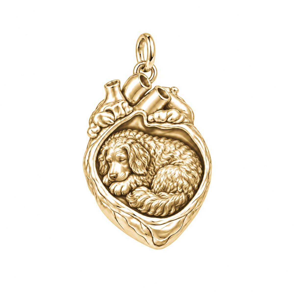 Bernedoodle — In My Heart Sleeping Pet Charm and Polyester Cord Bracelet Set — Gold