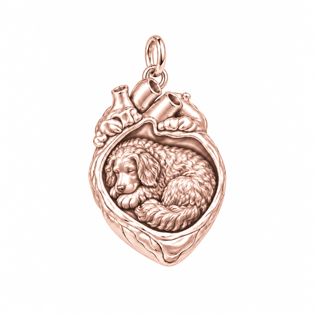 Bernedoodle — In My Heart Sleeping Pet Charm and Polyester Cord Bracelet Set — Rose Gold