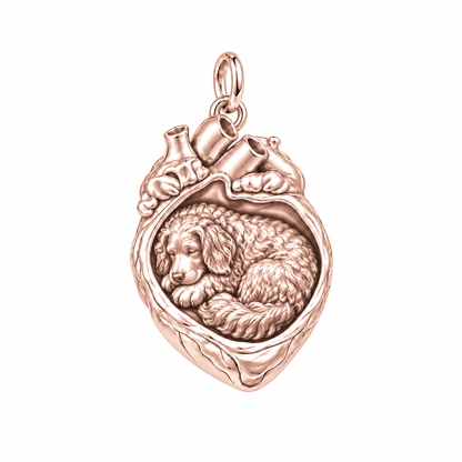 Bernedoodle — In My Heart Sleeping Pet Charm and Polyester Cord Bracelet Set — Rose Gold