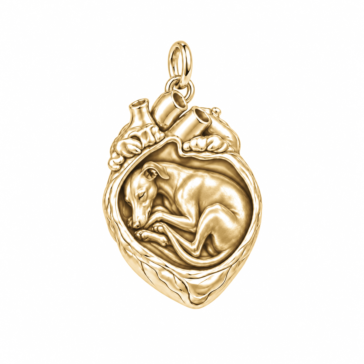 Whippet — In My Heart Sleeping Pet Charm and Polyester Cord Bracelet Set — Gold