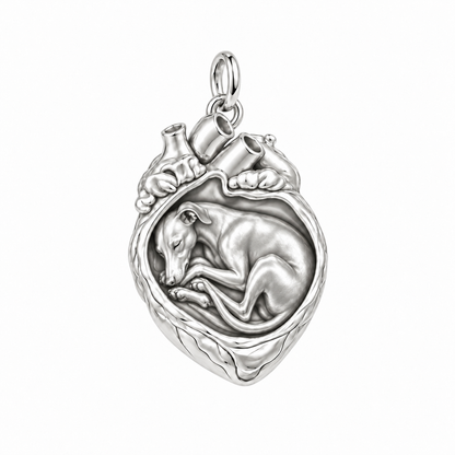 Whippet — In My Heart Sleeping Pet Charm and Polyester Cord Bracelet Set — Silver