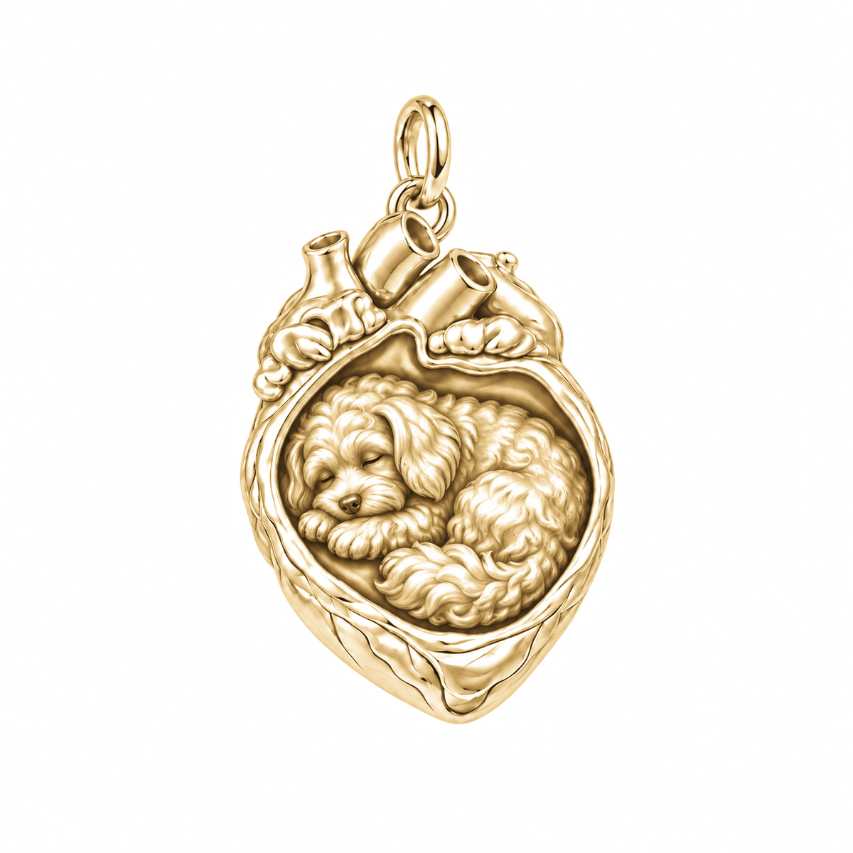 Maltipoo — In My Heart Sleeping Pet Charm and Polyester Cord Bracelet Set — Gold
