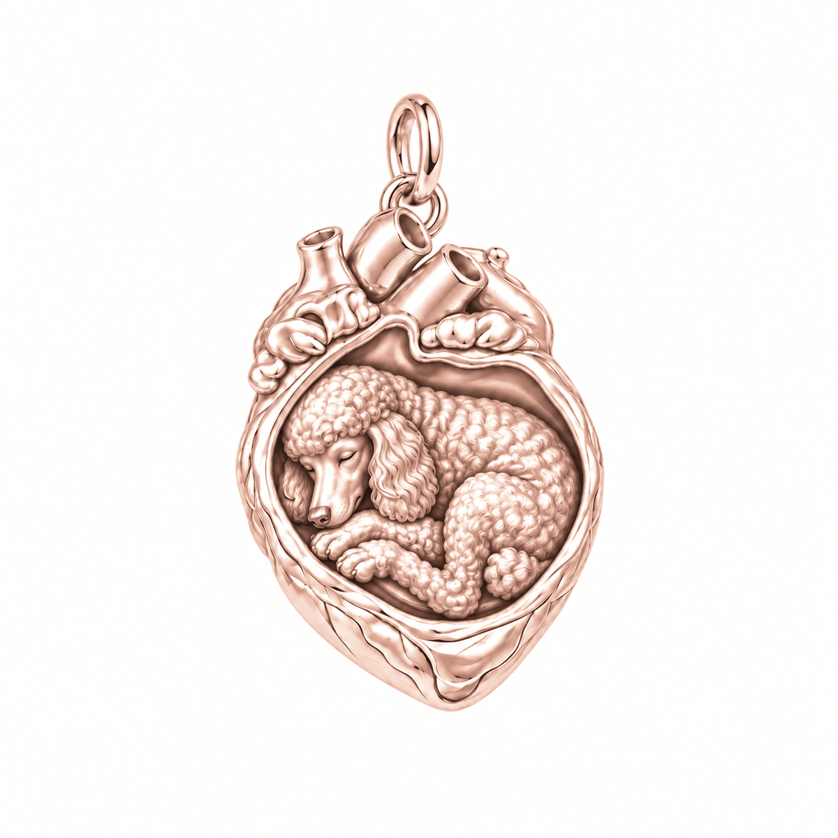 Poodle - standard — In My Heart Sleeping Pet Charm and Polyester Cord Bracelet Set — Rose Gold