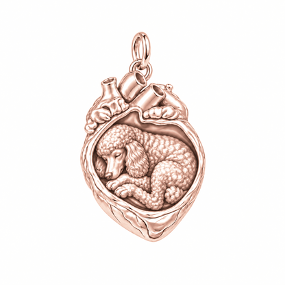 Poodle - standard — In My Heart Sleeping Pet Charm and Polyester Cord Bracelet Set — Rose Gold