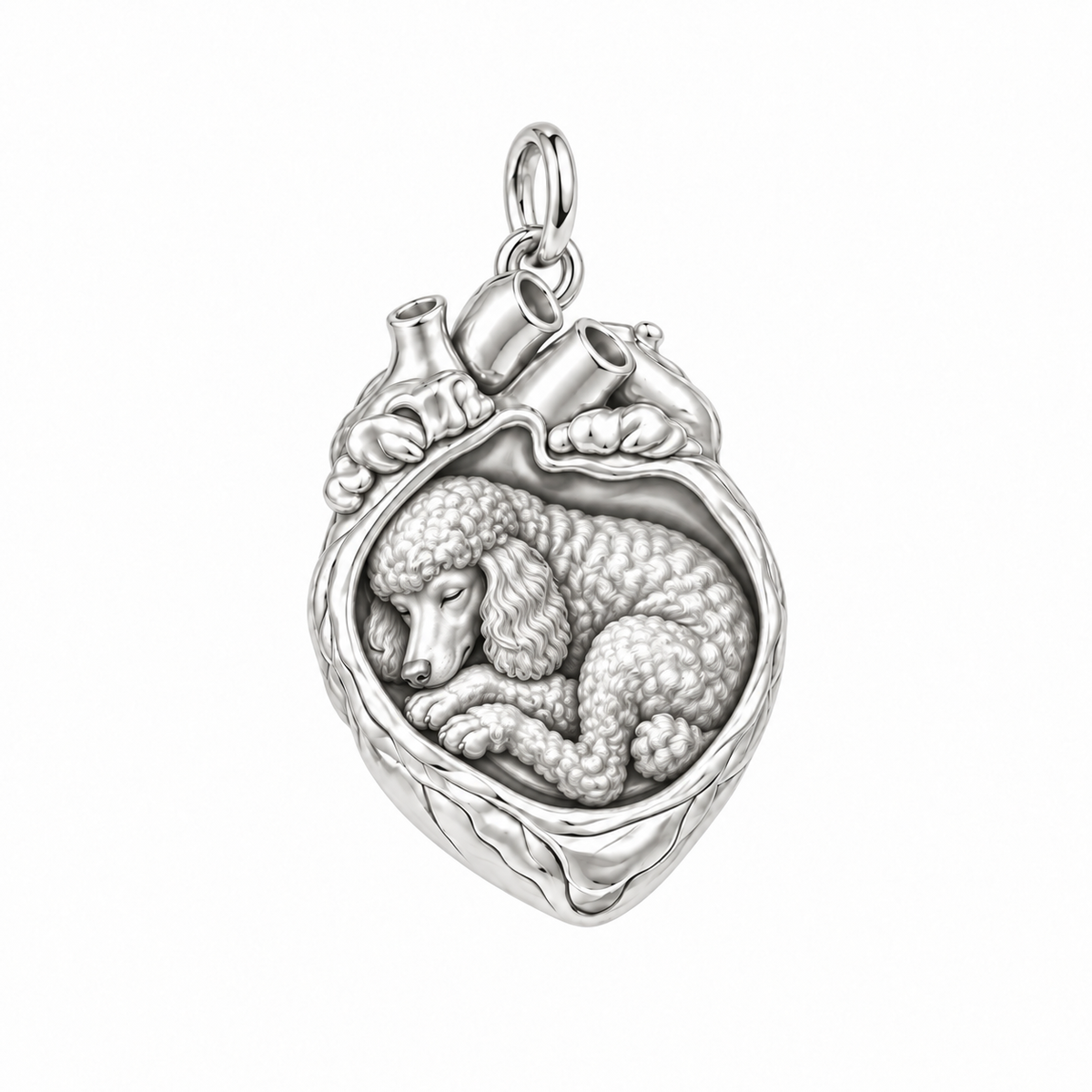 Poodle - standard — In My Heart Sleeping Pet Charm and Polyester Cord Bracelet Set — Silver
