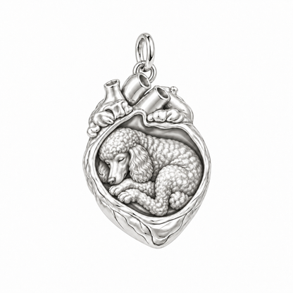 Poodle - standard — In My Heart Sleeping Pet Charm and Polyester Cord Bracelet Set — Silver