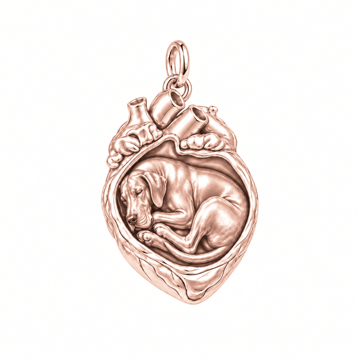 Great Dane - natural ears — In My Heart Sleeping Pet Charm and Polyester Cord Bracelet Set — Rose Gold