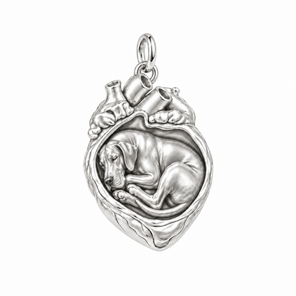 Great Dane - natural ears — In My Heart Sleeping Pet Charm and Polyester Cord Bracelet Set — Silver