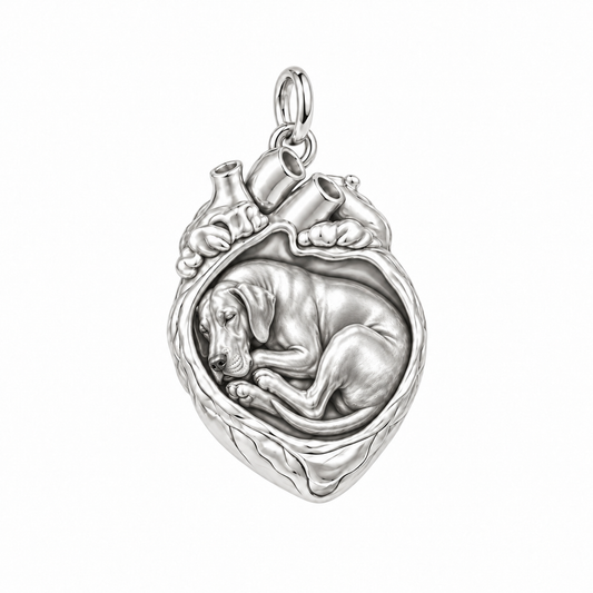 Great Dane - natural ears — In My Heart Sleeping Pet Charm and Polyester Cord Bracelet Set — Silver