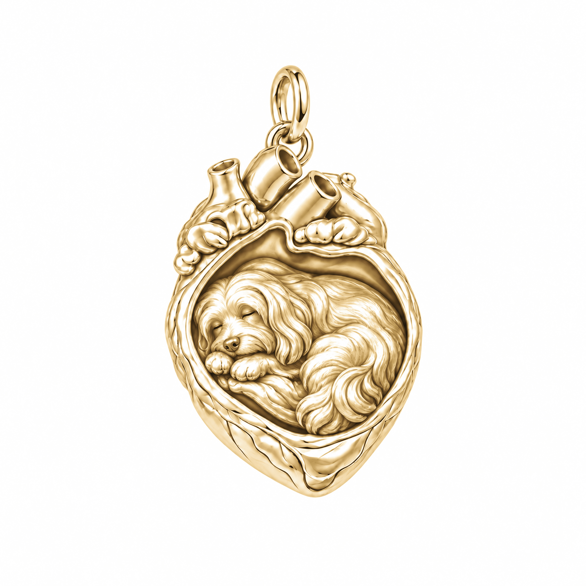 Havanese — In My Heart Sleeping Pet Charm and Polyester Cord Bracelet Set — Gold