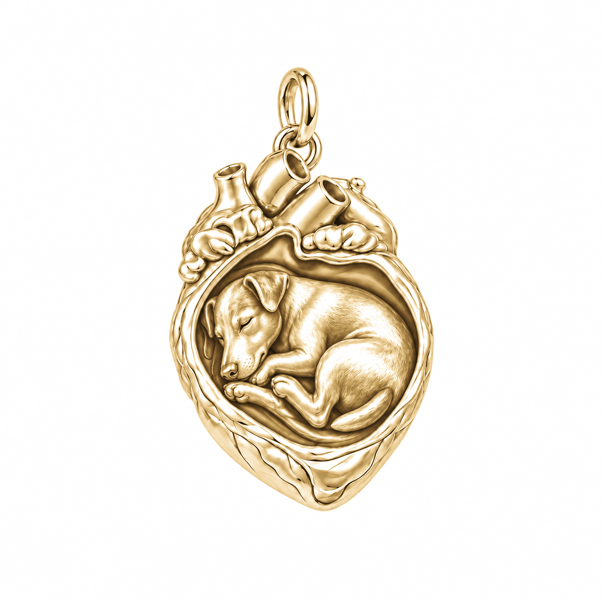 Jack Russell Terrier — In My Heart Sleeping Pet Charm and Polyester Cord Bracelet Set — Gold