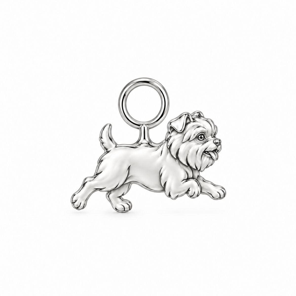 Little Joy Affenpinscher dog charm — polished silver finish
