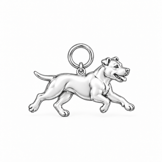 American Staffordshire Terrier — Little Joy Charm and Polyester Cord Bracelet Set — Silver