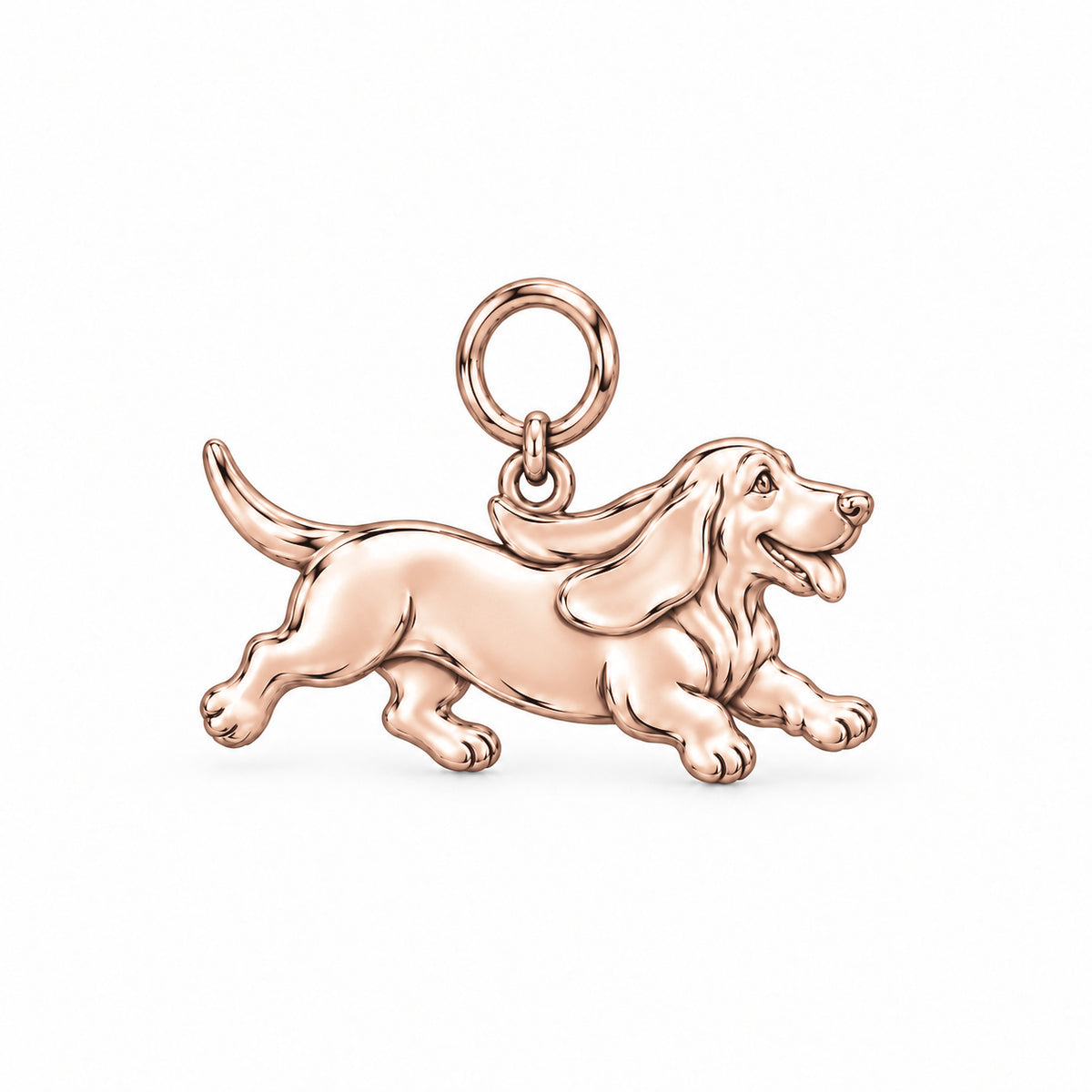 Basset Hound — Little Joy Charm and Polyester Cord Bracelet Set — Rose Gold