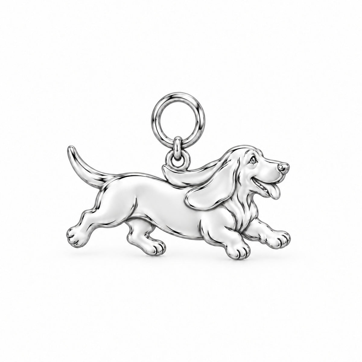 Basset Hound — Little Joy Charm and Polyester Cord Bracelet Set — Silver