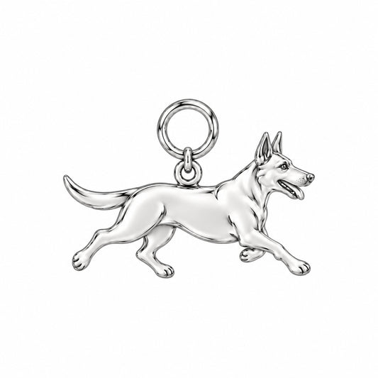 Belgian Malinois — Little Joy Charm and Polyester Cord Bracelet Set — Silver