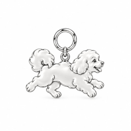 Bichon Frise — Little Joy Charm and Polyester Cord Bracelet Set — Silver