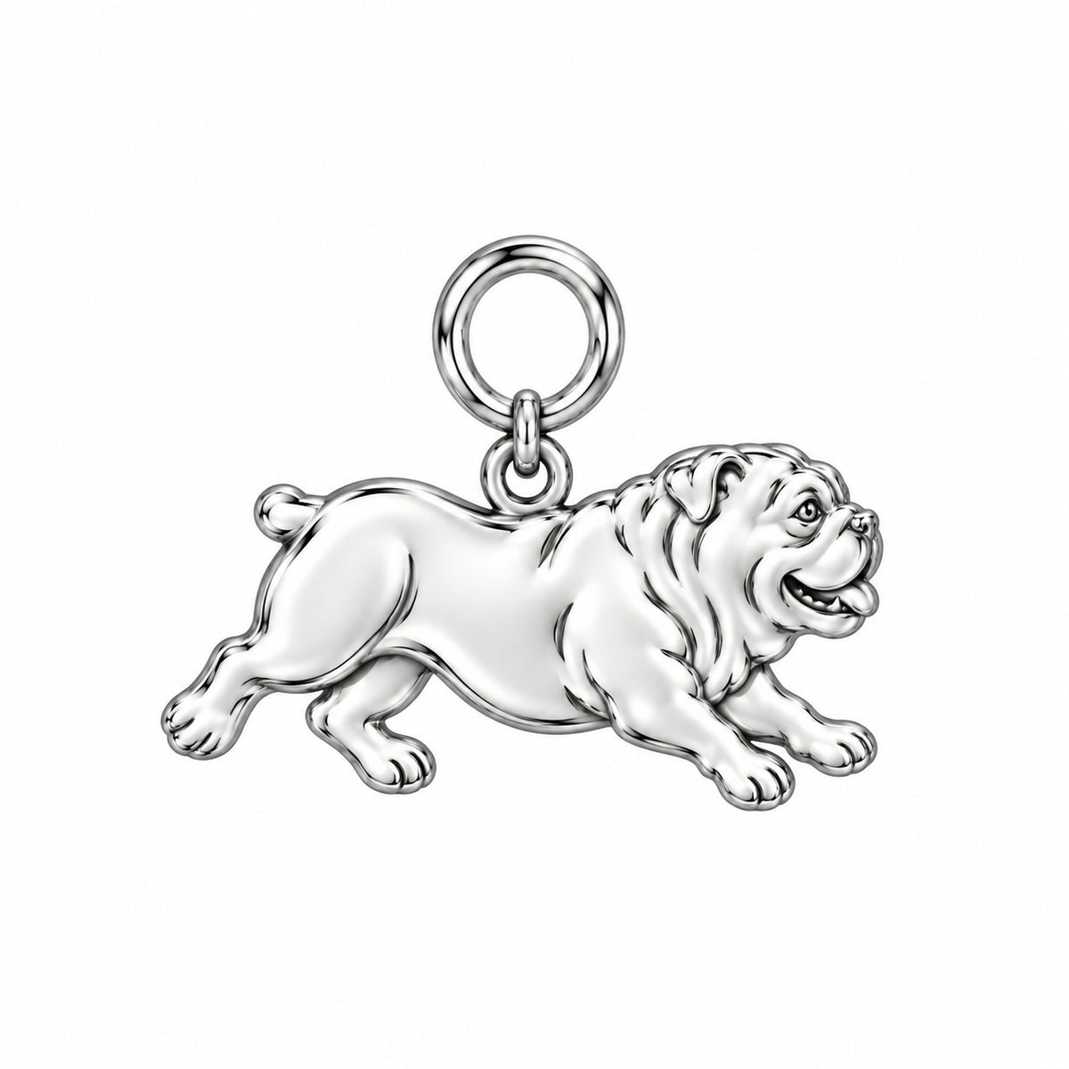 English Bulldog — Little Joy Charm and Polyester Cord Bracelet Set — Silver