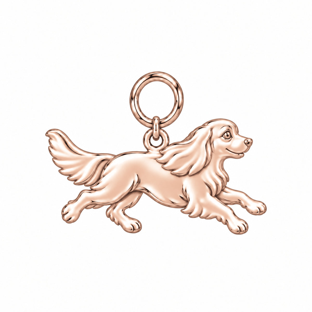 Cavalier King Charles Spaniel — Little Joy Charm and Polyester Cord Bracelet Set — Rose Gold