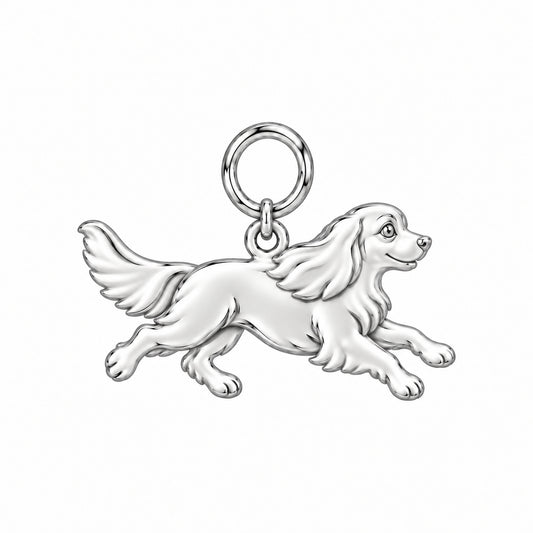 Cavalier King Charles Spaniel — Little Joy Charm and Polyester Cord Bracelet Set — Silver