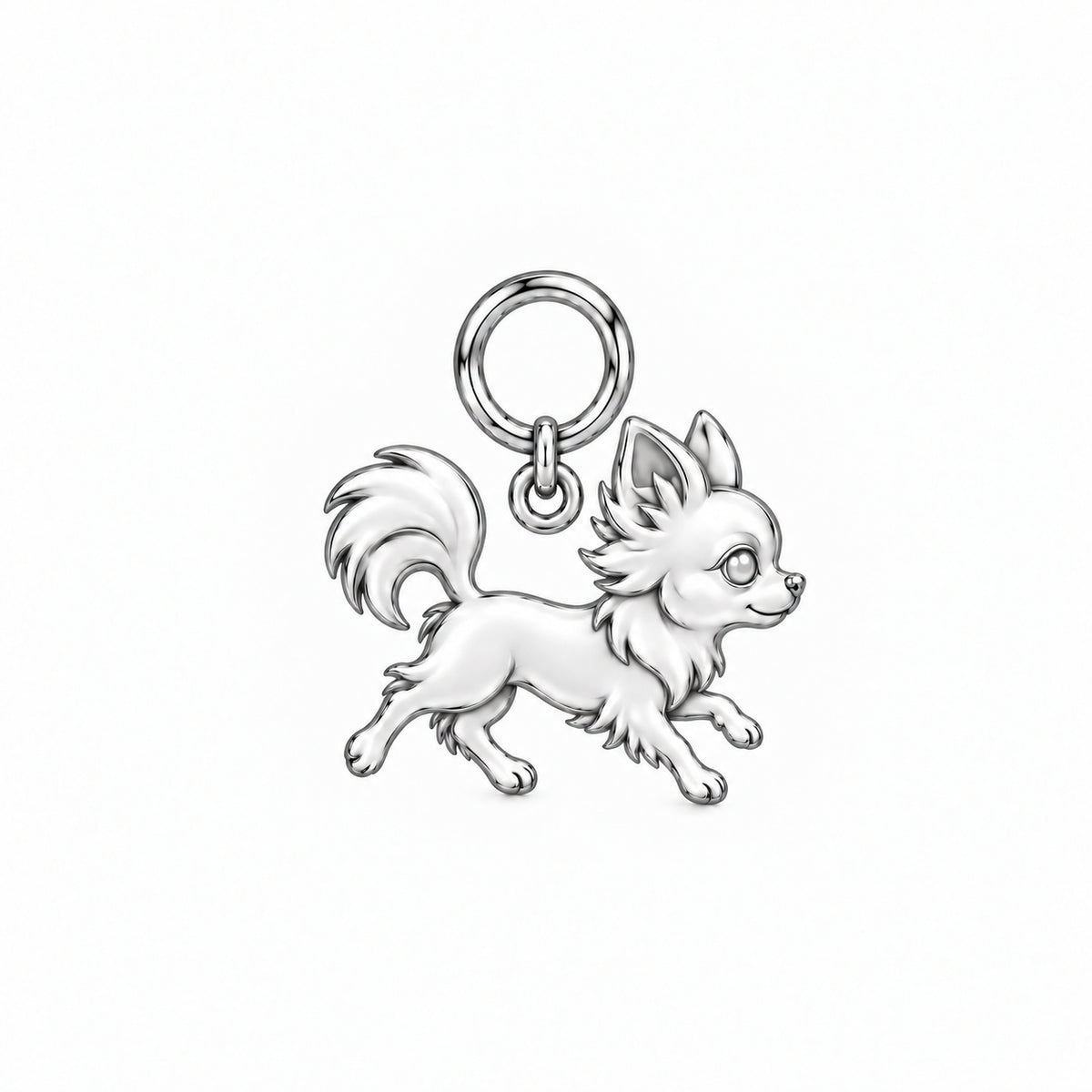 Chihuahua - long hair — Little Joy Charm and Polyester Cord Bracelet Set — Silver