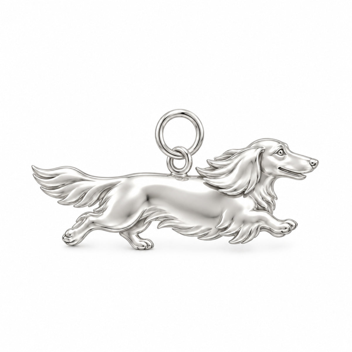 Dachshund - longhair — Little Joy Charm and Polyester Cord Bracelet Set — Silver