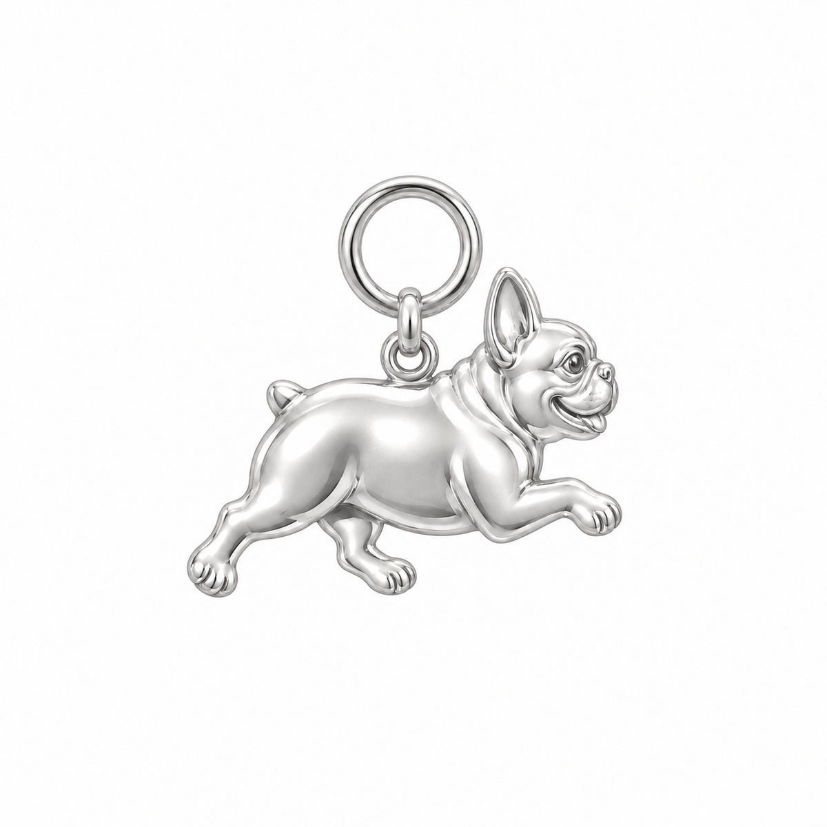 French Bulldog — Little Joy Charm and Polyester Cord Bracelet Set — Silver
